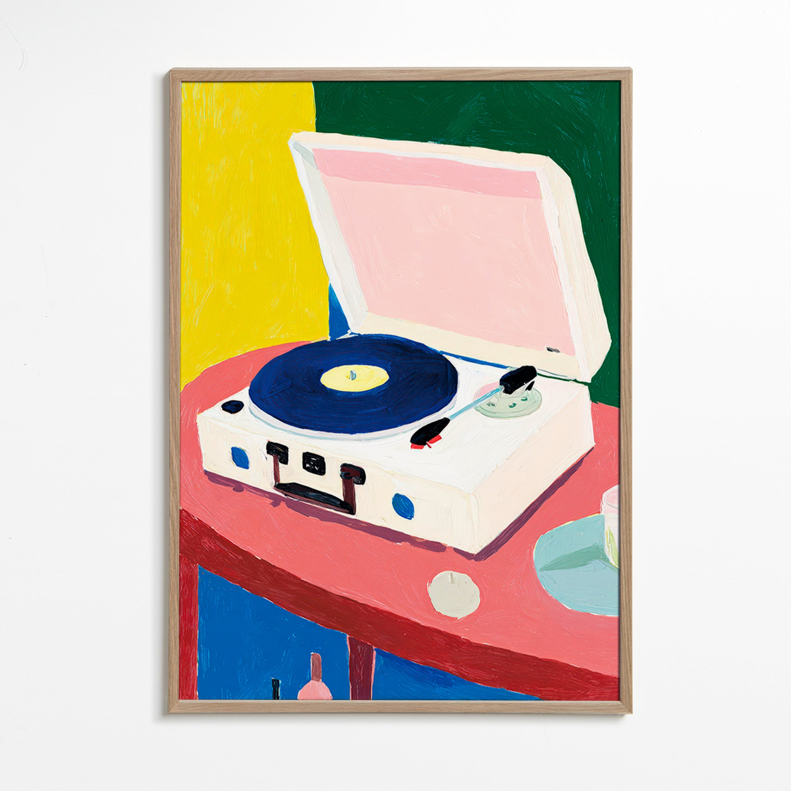 Illustration: Retro-Plattenspieler auf Tisch