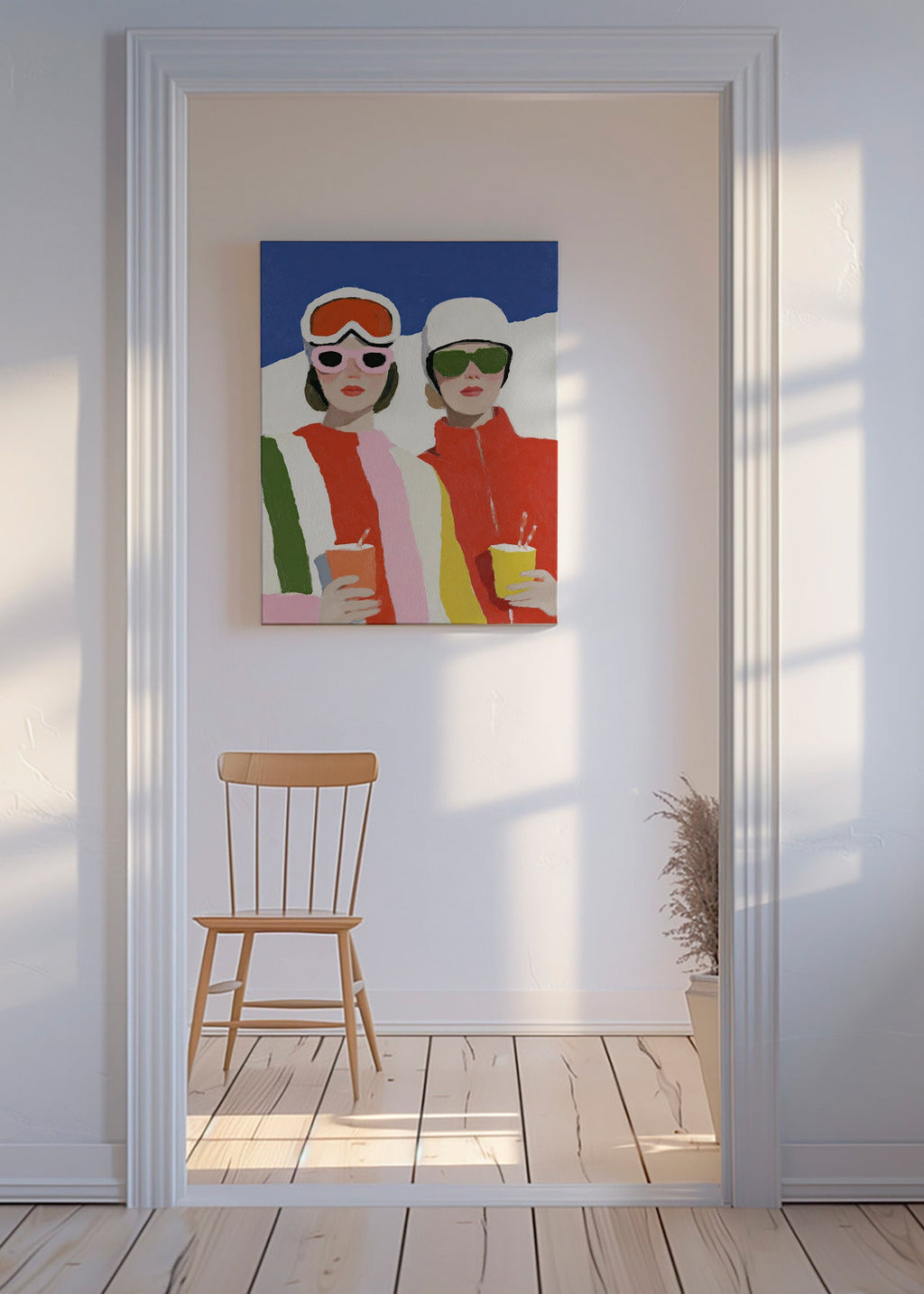 Illustration: Après-Ski-Duo im Retro-Stil