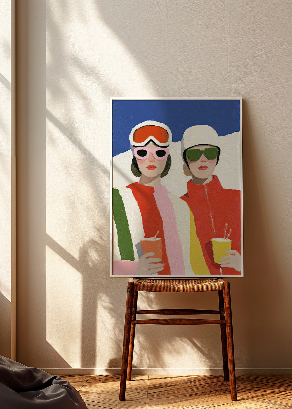 Illustration: Après-Ski-Duo im Retro-Stil