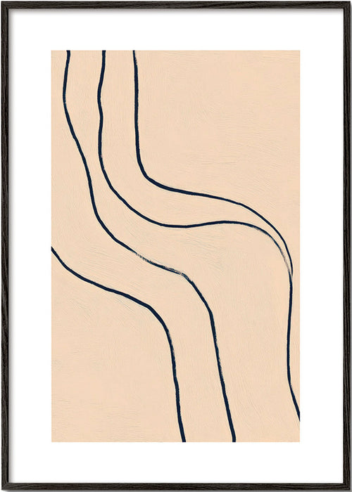 Minimalistisches Bild mit fließenden Linien auf Beige