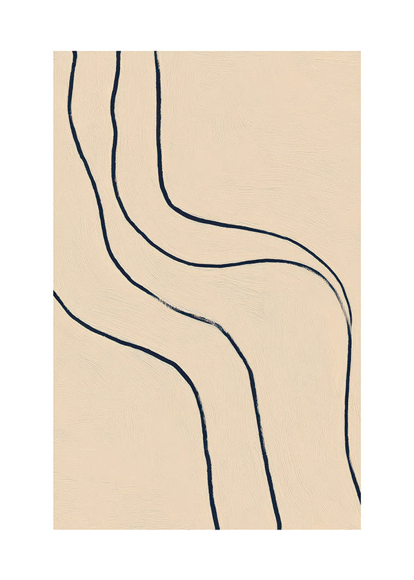Minimalistisches Bild mit fließenden Linien auf Beige