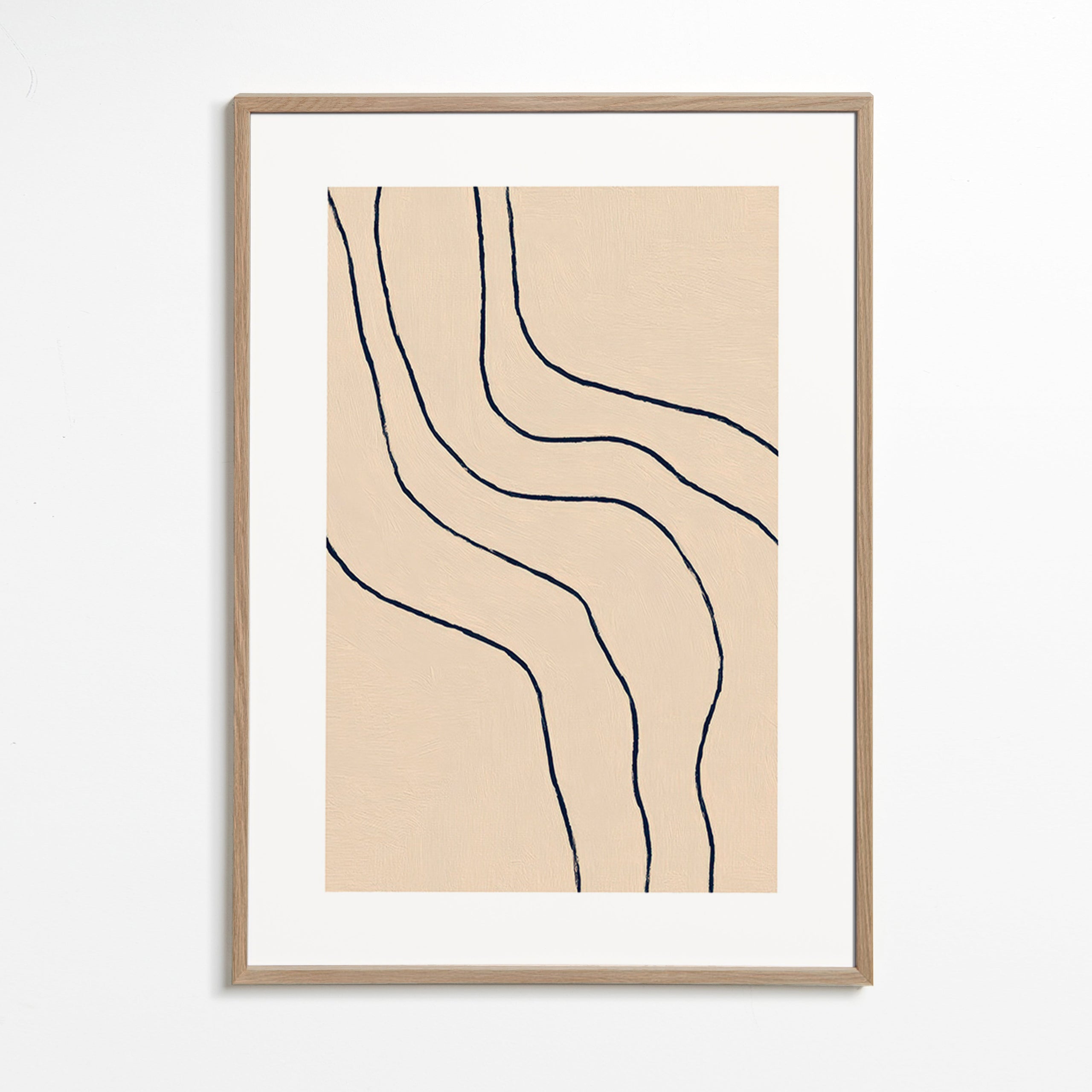 Minimalistisches Bild mit organischen Linien in Beige