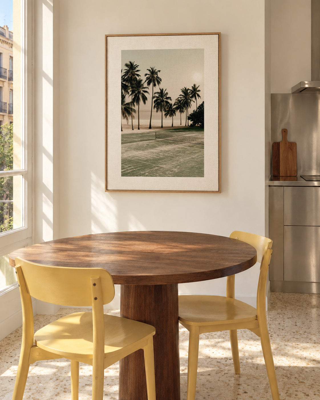 Palm Shadows - Framed canvas in an interior