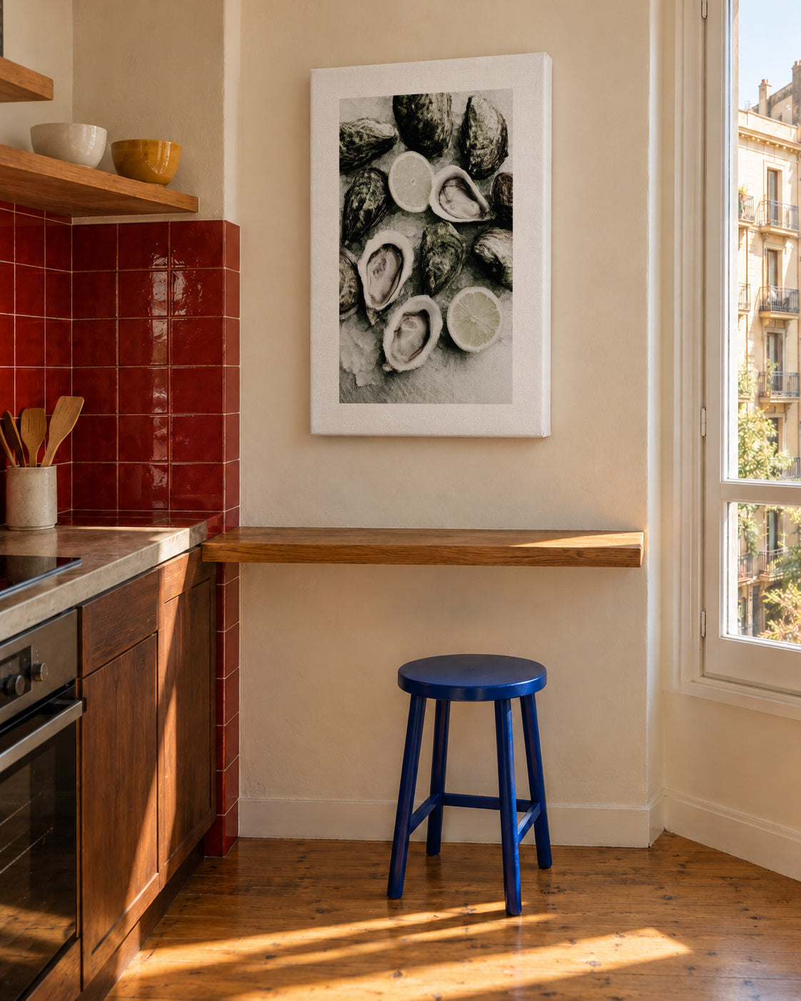 Oyster Table - Unframed canvas in an interior