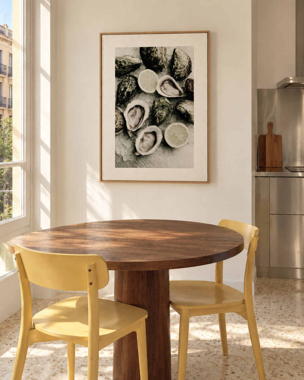 Oyster Table - Framed canvas in an interior