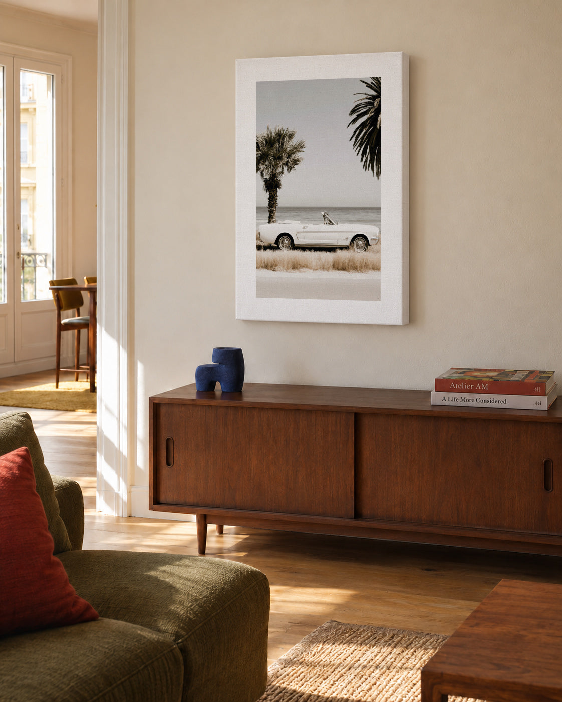 Palm Motel - Unframed canvas in an interior