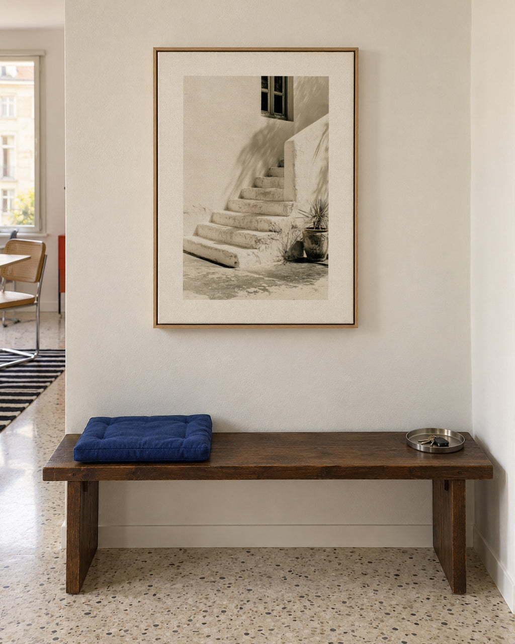 White Steps - Framed canvas in an interior
