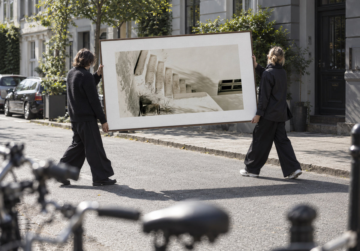 White Steps - Framed canvas in an interior