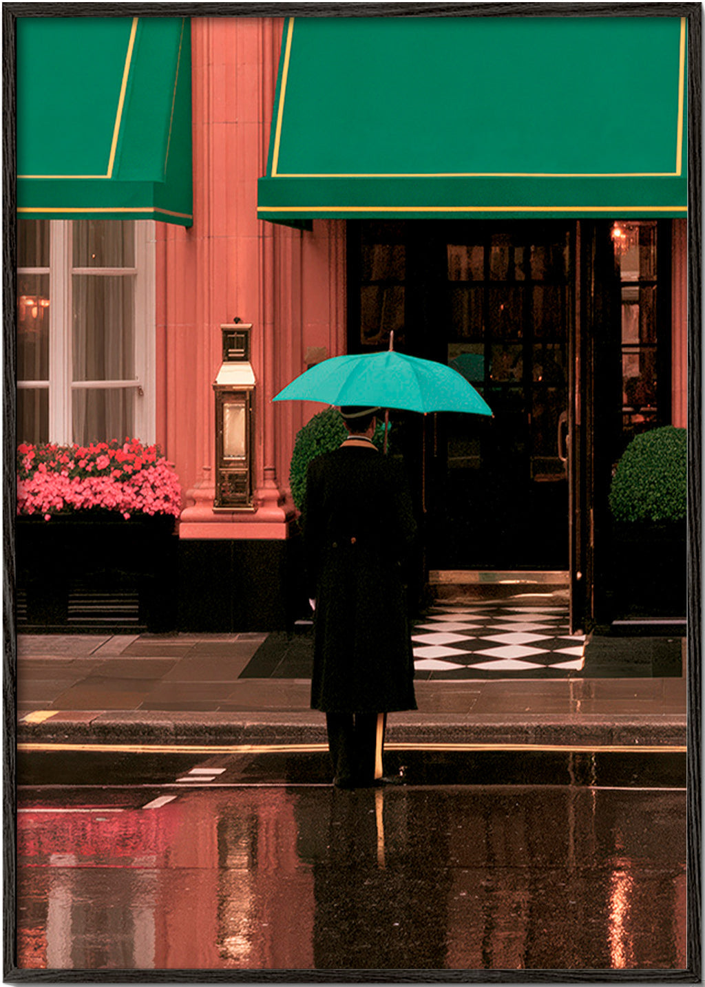 Stadtfotografie: Gestalt mit Regenschirm und Spiegelungen