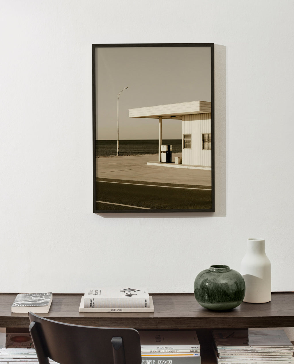 Landscape art mit leerer Küstenstation
