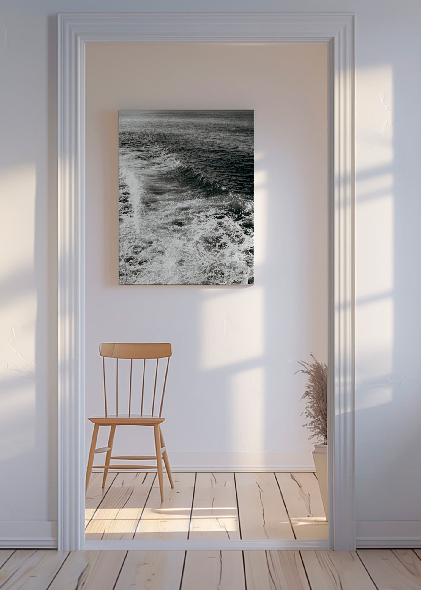 Fotografie von Wellen in Schwarzweiß