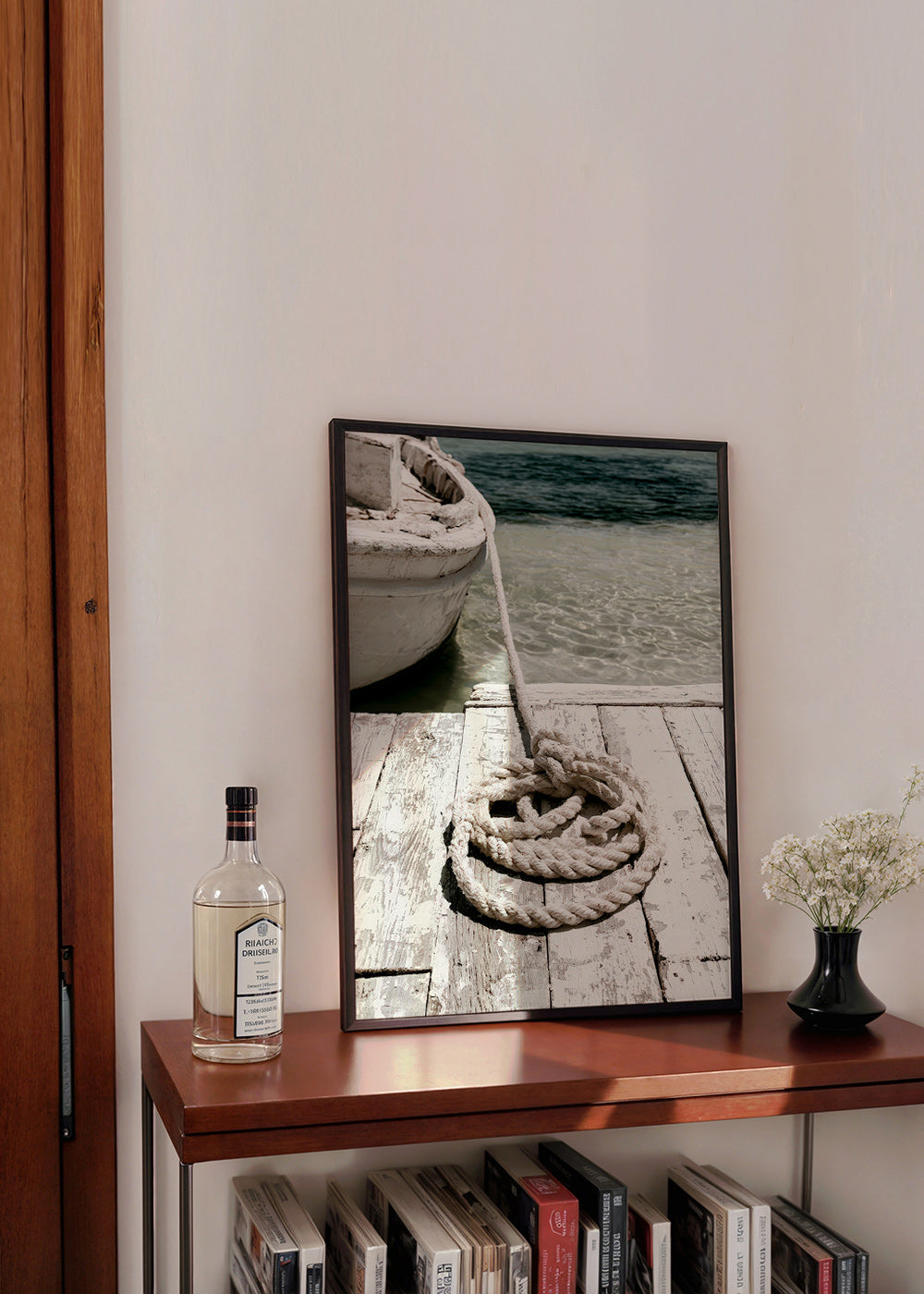 Fotografie Steg mit Seil im Vordergrund