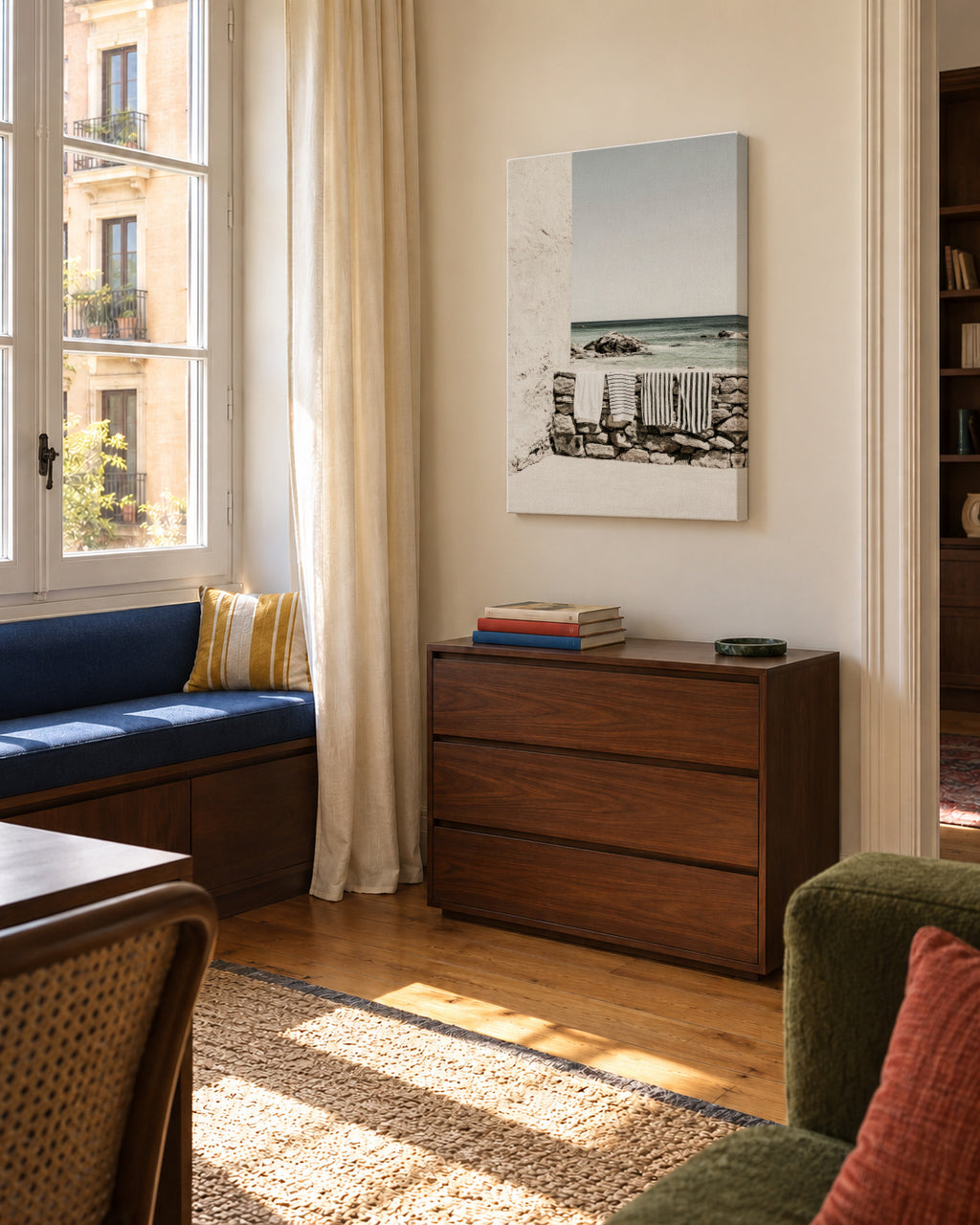 Seaside Towels - Unframed canvas in an interior
