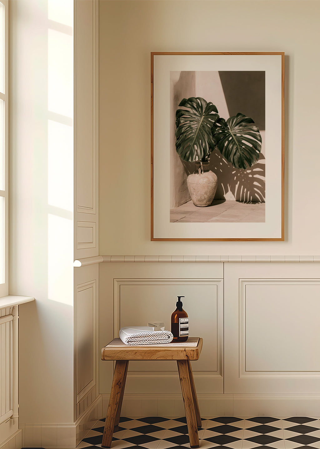 Botanischer Druck Monstera im Topf
