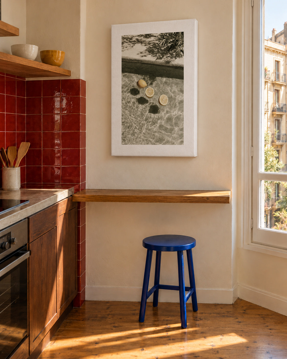 Floating Lemons - Unframed canvas in an interior