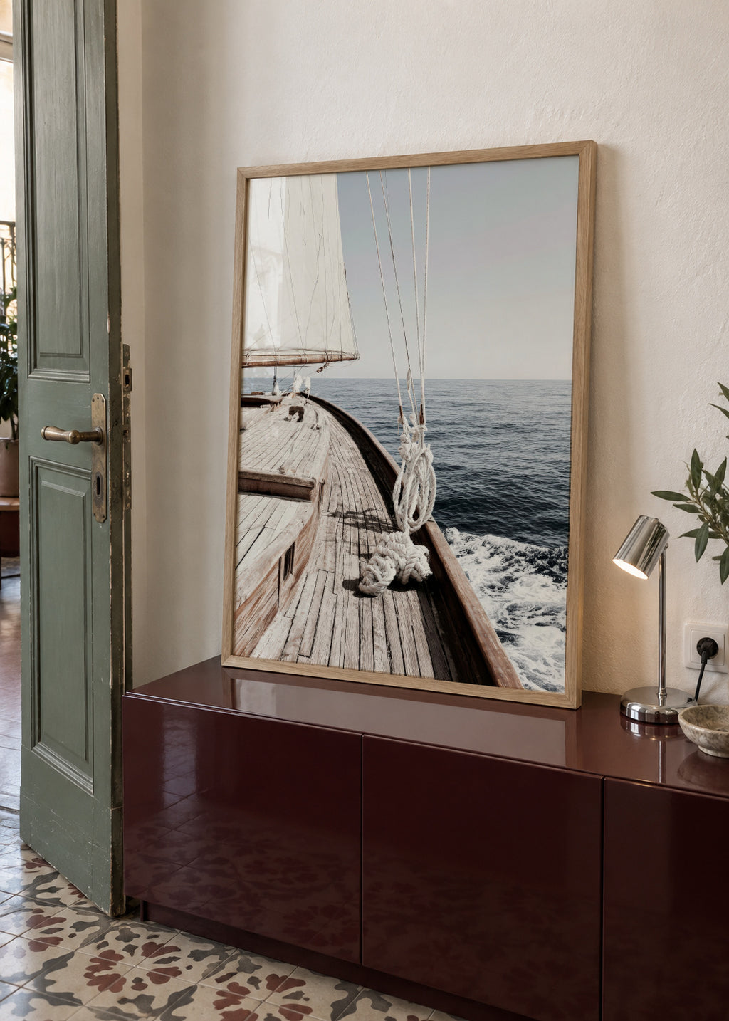 Sailing Morning - Framed poster in an interior