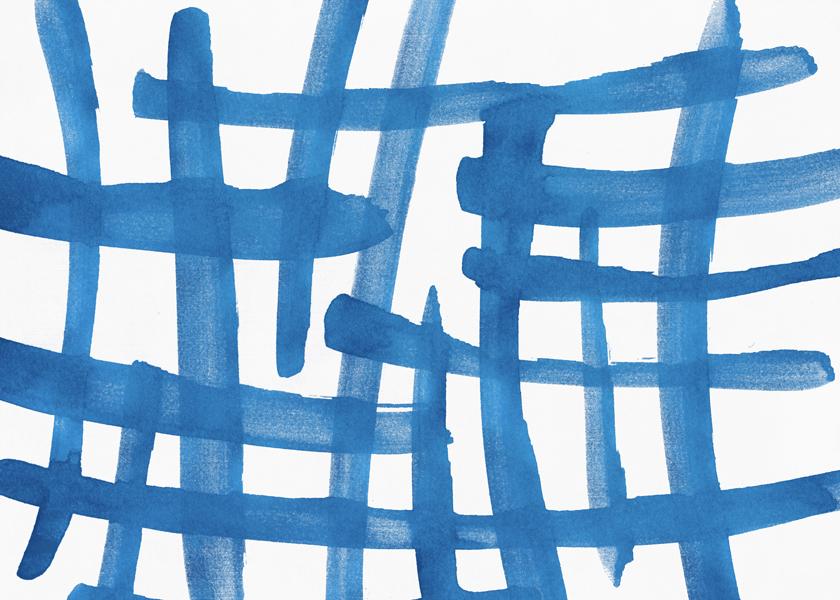Abstract Lines Blue and White Painting 01
