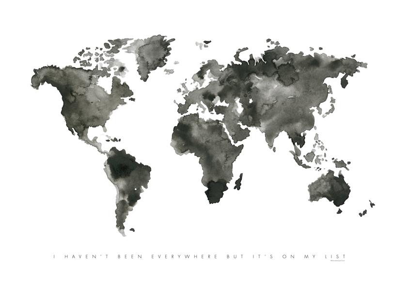 World map monochrome