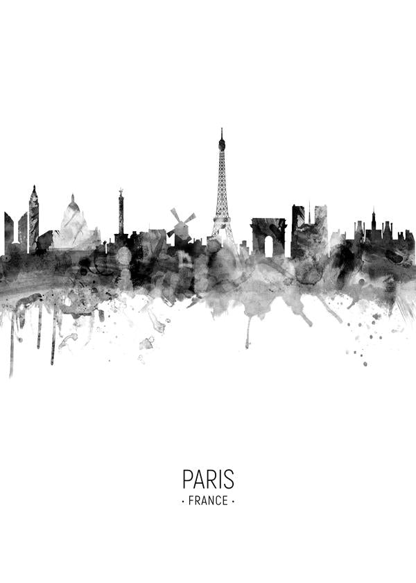 Paris Skyline en blanco y negro