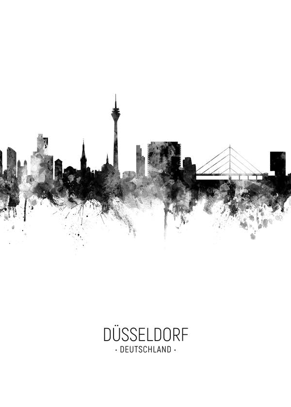 Düsseldorf Skyline en blanco y negro