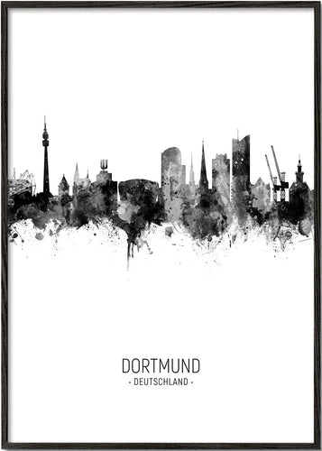 Dortmund Skyline en blanco y negro