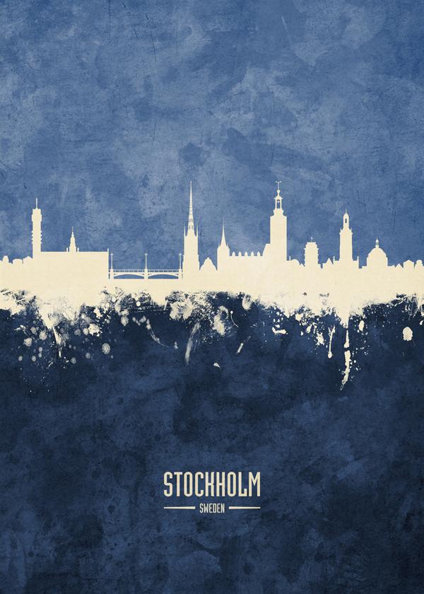 Stockholm Skyline azul