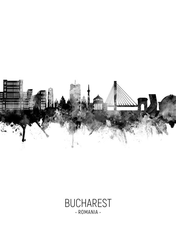 Bucharest Skyline blanco y negro