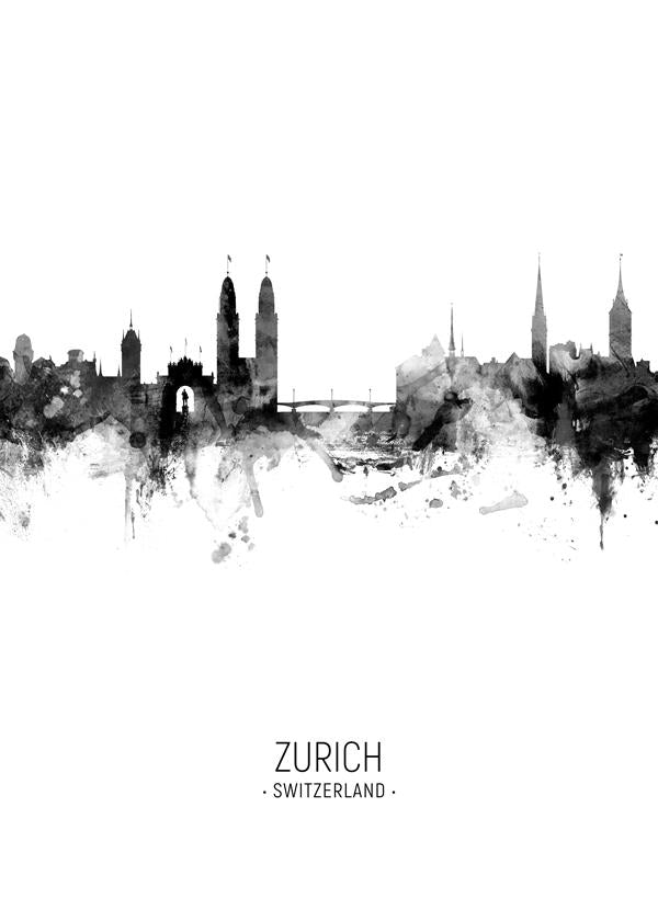 Zurich Skyline blanco y negro
