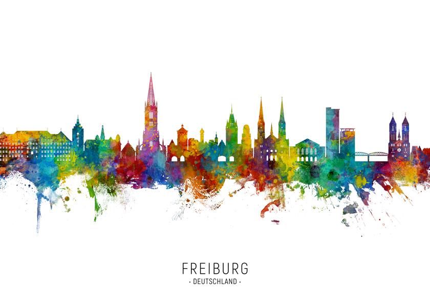 Freiburg Skyline multicolor