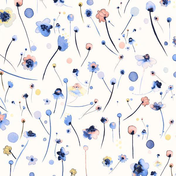 Blue Soft Flowers Cuadrado