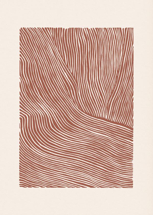 Stripes linocut Nº5 - Terracotta