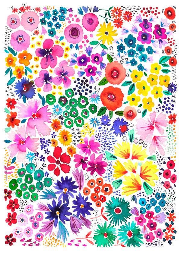 Colorful Little Artful Flowers Multi 2