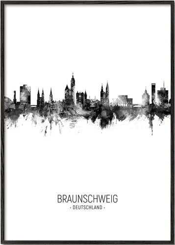Braunschweig Skyline blanco y negro
