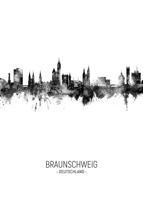 Braunschweig Skyline blanco y negro