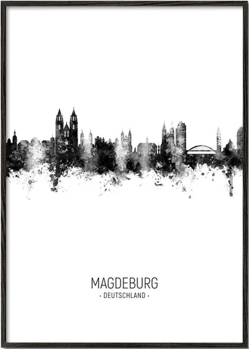 Magdeburg Skyline blanco y negro