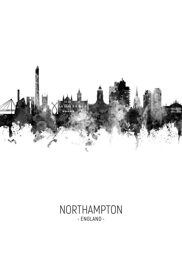 Northampton Skyline blanco y negro