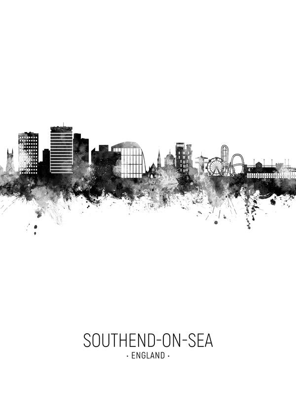 Southend-on-Sea Skyline blanco y negro