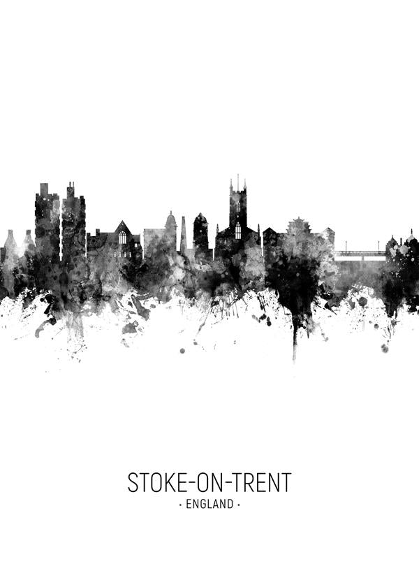 Stoke-on-Trent Skyline blanco y negro