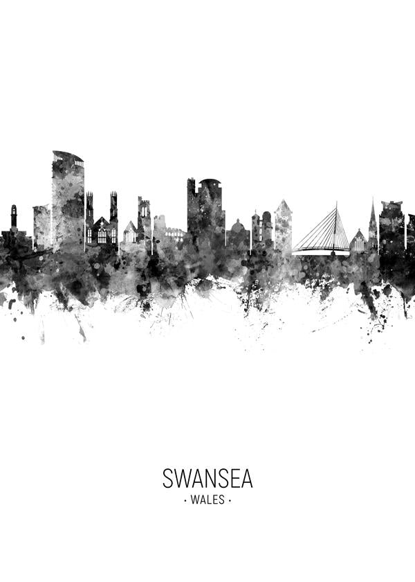 Swansea Skyline blanco y negro