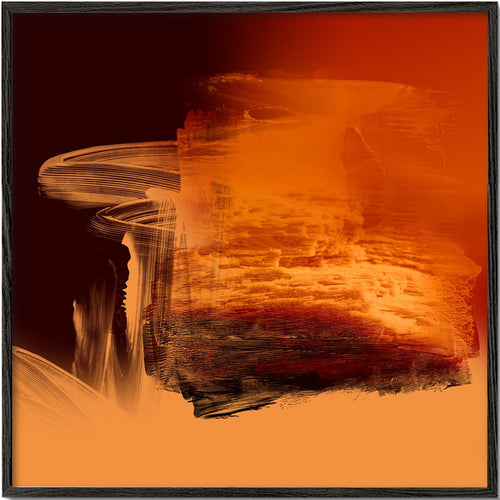 Expressive Fiery Orange Abstract Square