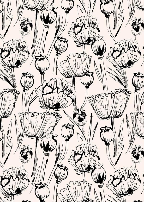Vintage poppy pattern