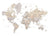 Detailed taupe watercolor world map with labels in Spanish, Abey
